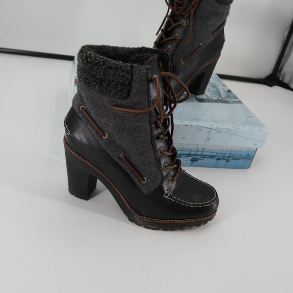 Sperry's Women's Trinity Black Gray Wool Lined Boot Size 10 Box included - Picture 3 of 8